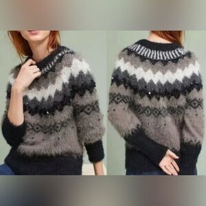 Anthropologie Sleeping on Snow beaded sweater woman’s XS